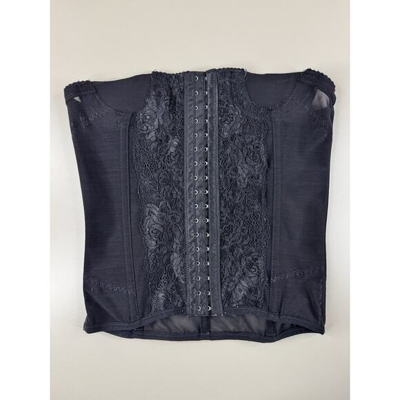 Black Lace Mesh Corset Bustier Top S/M Strapless Gothic Y2K Grunge Edgy Clubwear - Picture 4 of 10